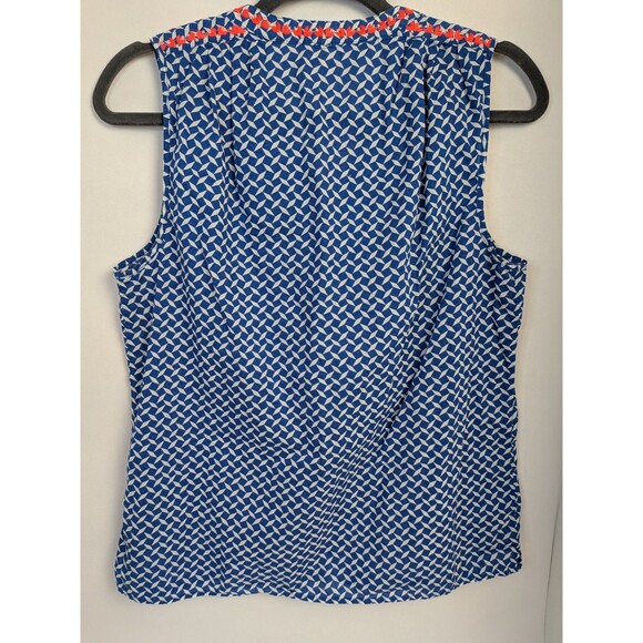 J. Crew Blouse Womens 6 Geometric Embroidered Tasseled Sleeveless Cotton Pink - Picture 6 of 10